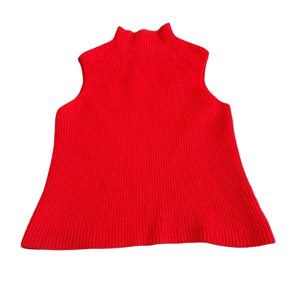 Wilfred Sleeveless Red Mock Neck Sweater Top Shirt Blouse 100% Wool Size XS